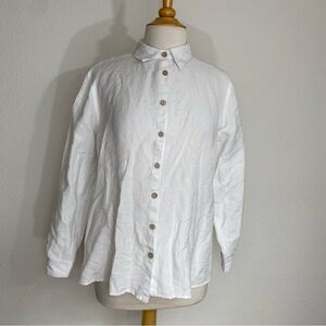 NTCO Nomadic Traders Linen Rayon Collar Button Down Shirt Size Medium Coastal